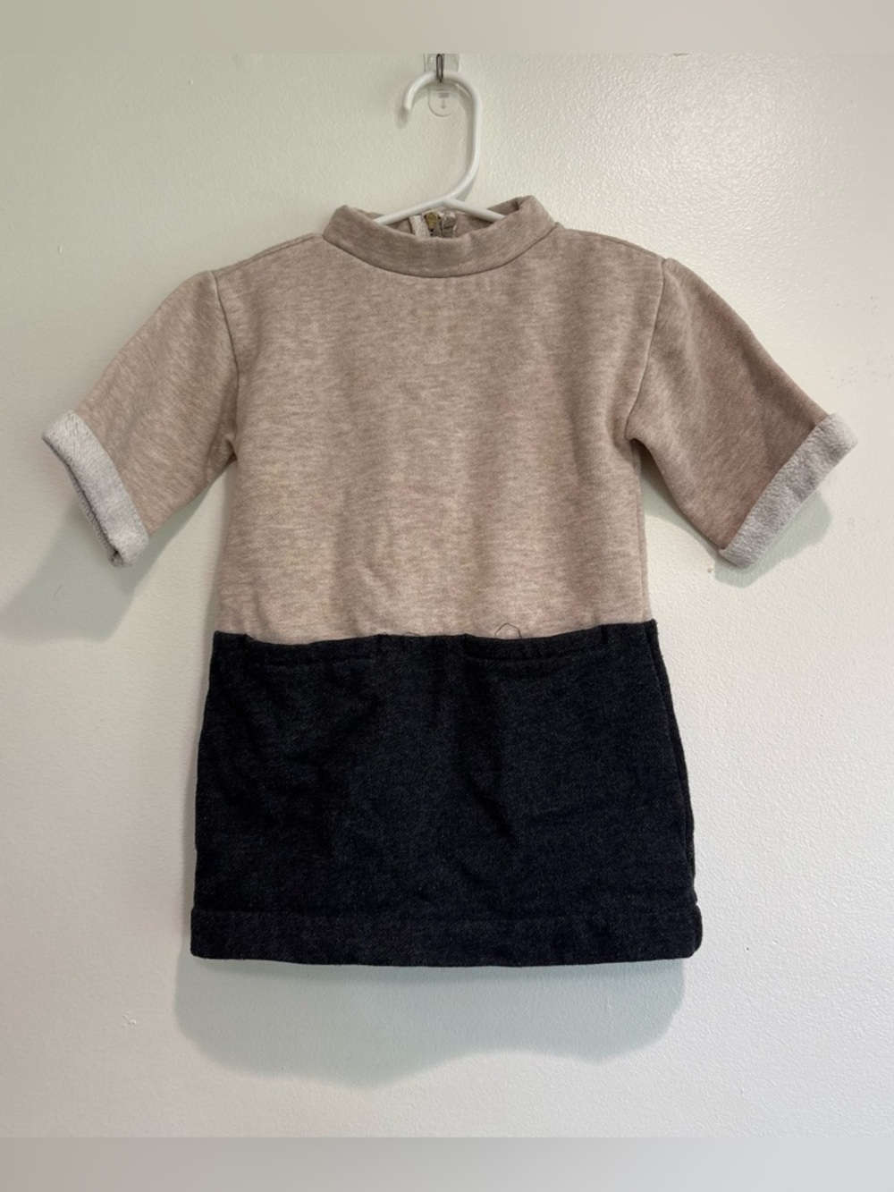 Crewcuts 2T sweatshirt dress short sleeve toddler girl zip up back